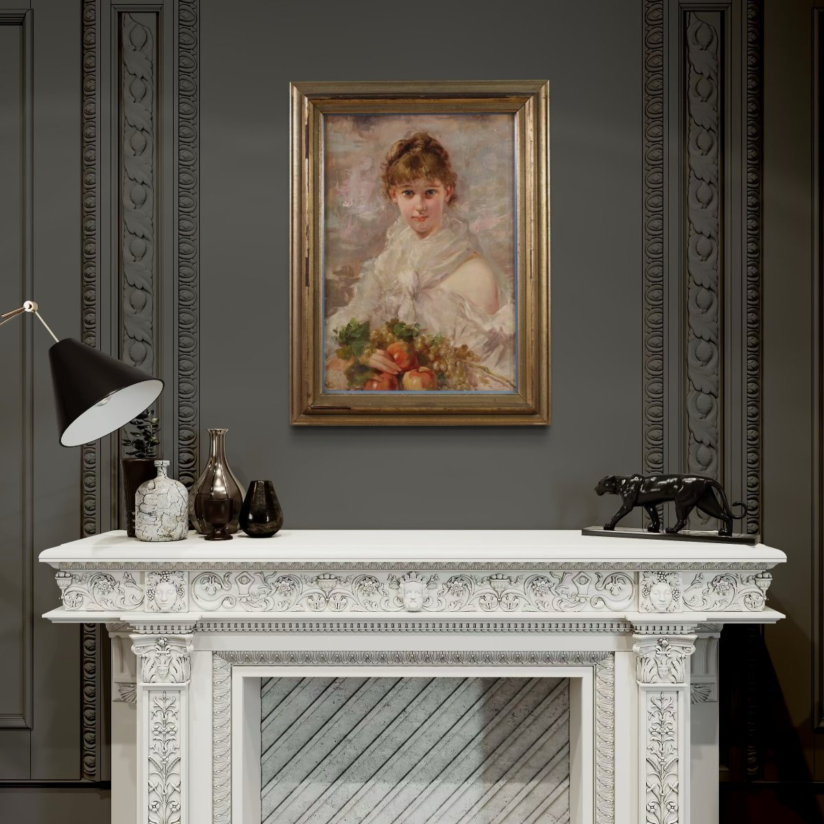 Dipinto italiano firmato ritratto di fanciulla del XX secolo-photo-4