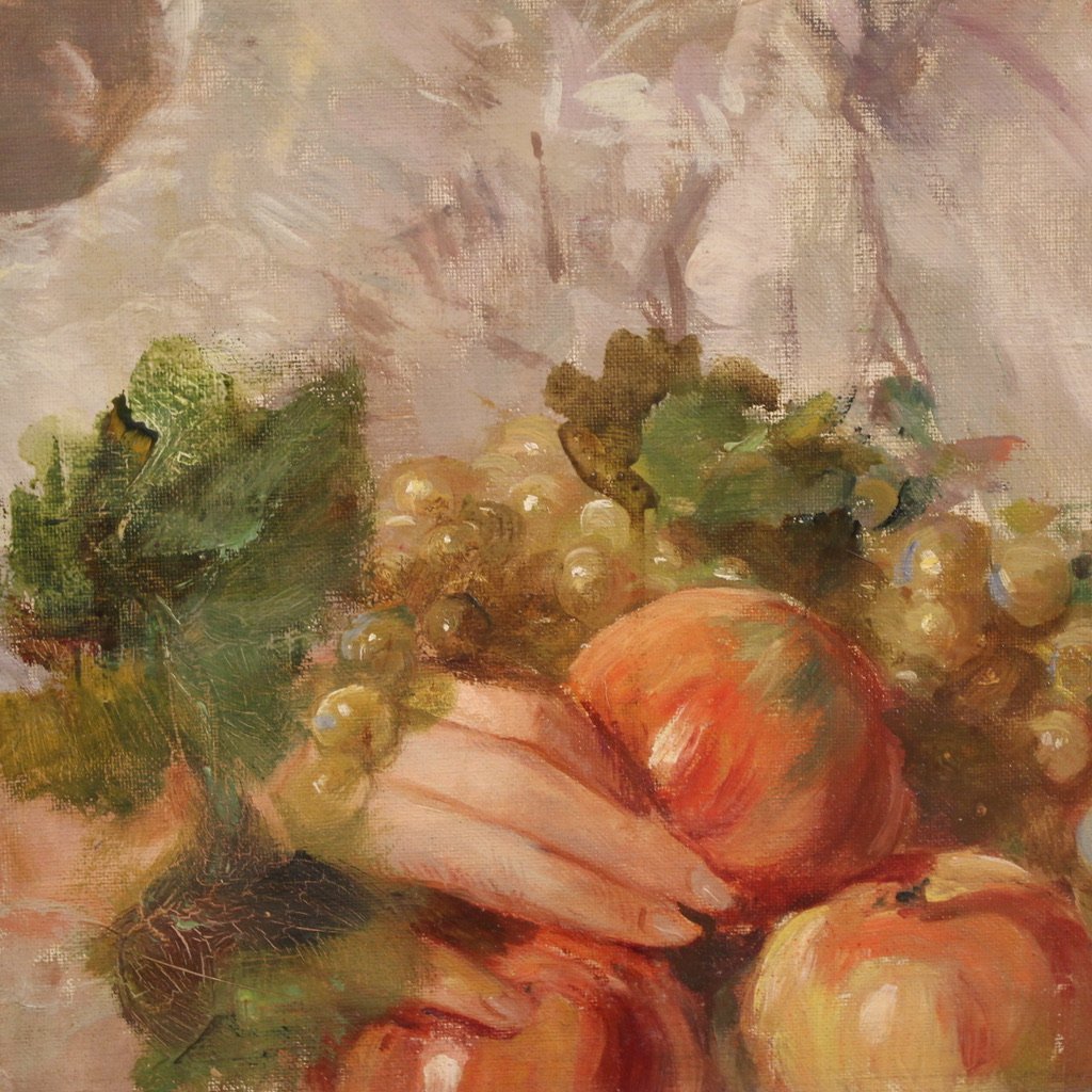 Dipinto italiano firmato ritratto di fanciulla del XX secolo-photo-8