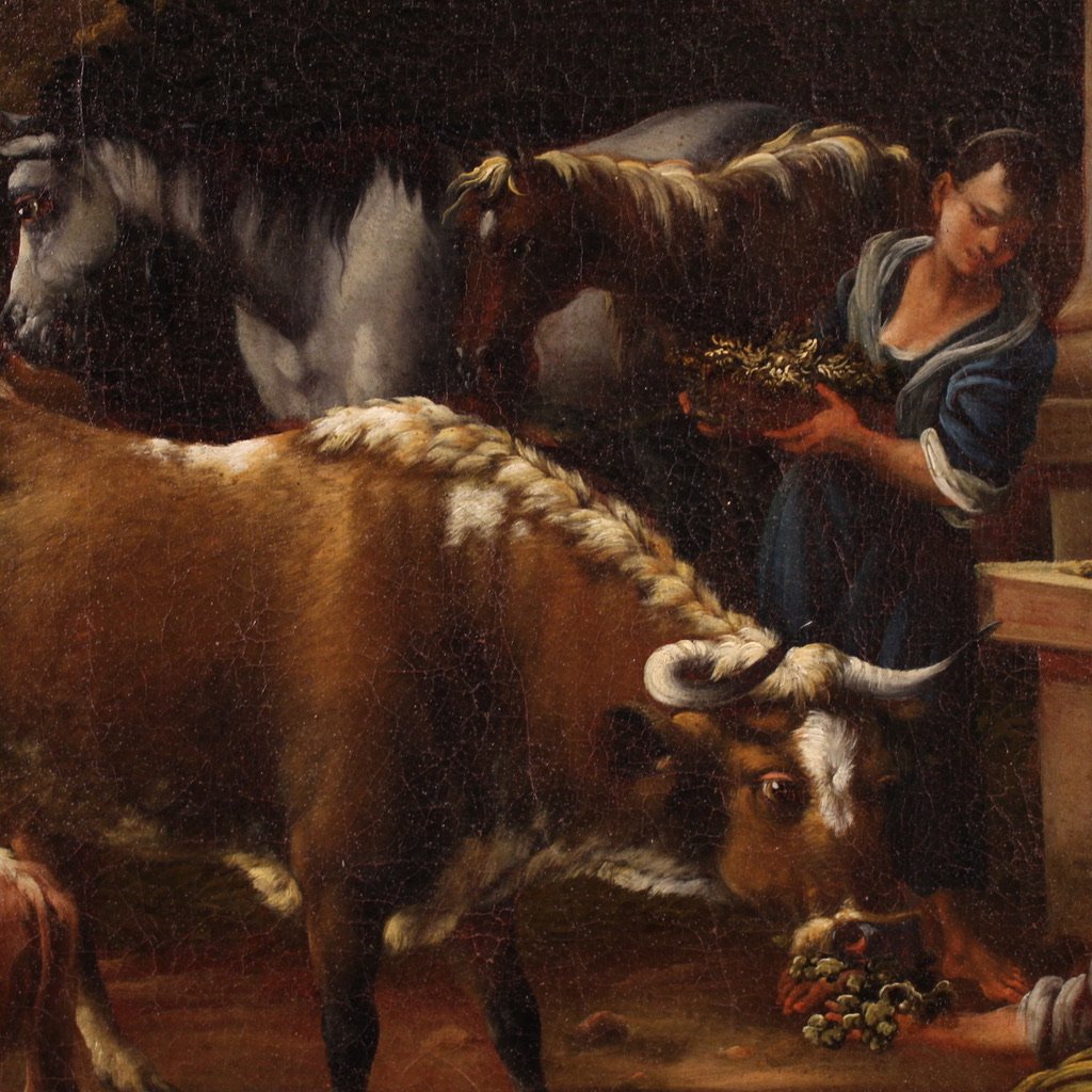 Grande quadro del XVIII, scena pastorale con rovine classiche-photo-3