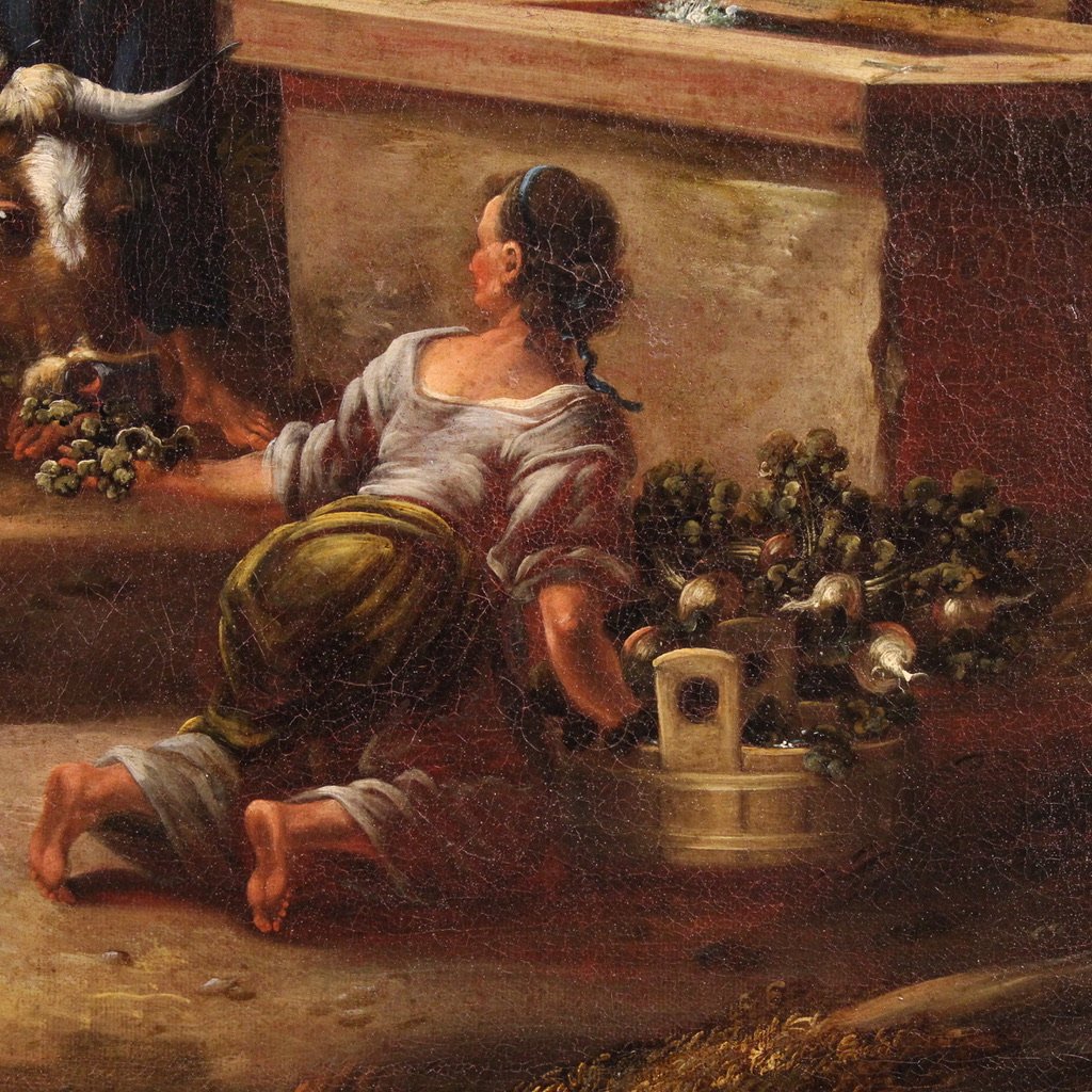 Grande quadro del XVIII, scena pastorale con rovine classiche-photo-6