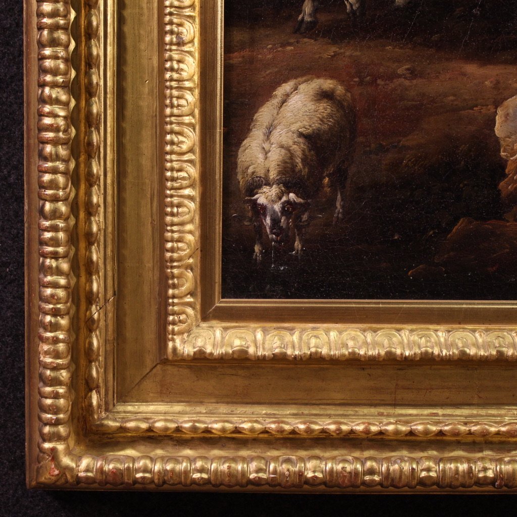 Grande quadro del XVIII, scena pastorale con rovine classiche-photo-7