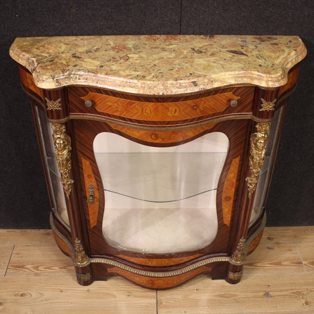 Credenza francese intarsiata in stile Napoleone III del XX secolo-photo-2