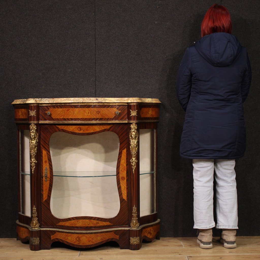 Credenza francese intarsiata in stile Napoleone III del XX secolo-photo-3