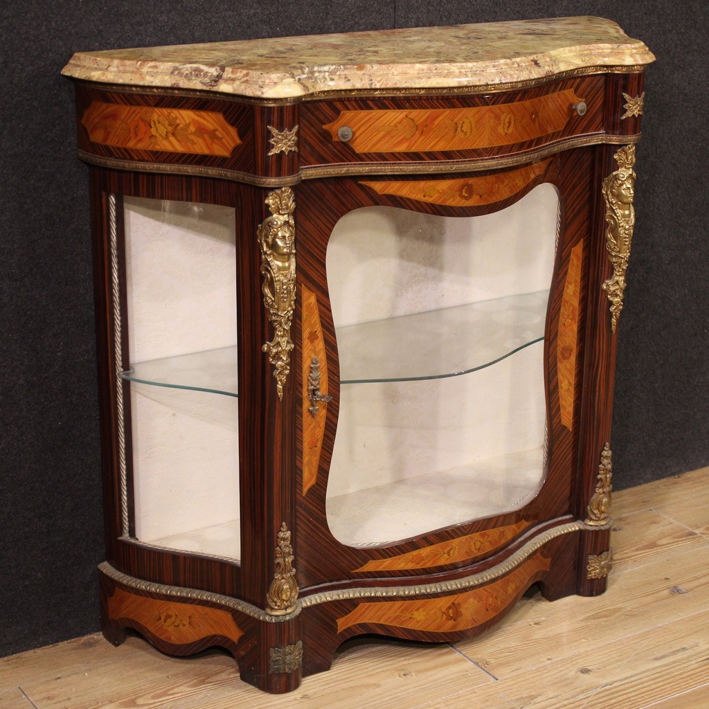 Credenza francese intarsiata in stile Napoleone III del XX secolo