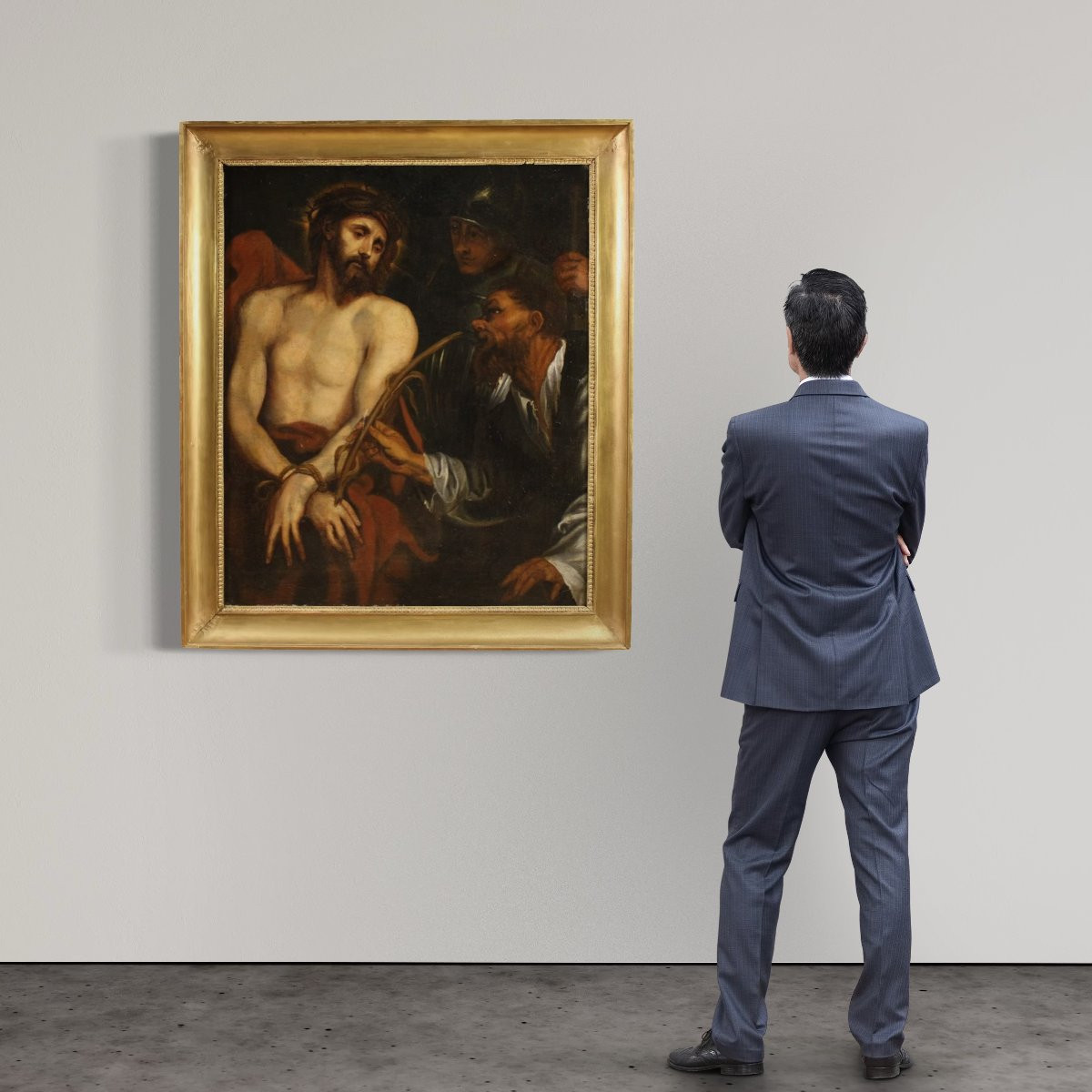 Grande dipinto fiammingo del XVII secolo, Cristo deriso-photo-2