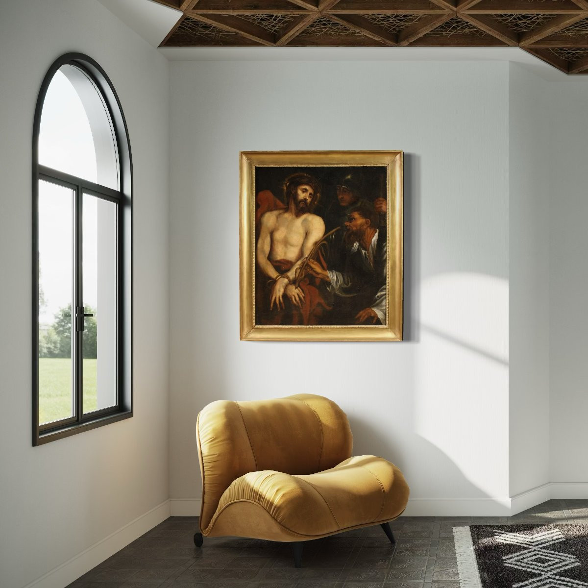 Grande dipinto fiammingo del XVII secolo, Cristo deriso-photo-4