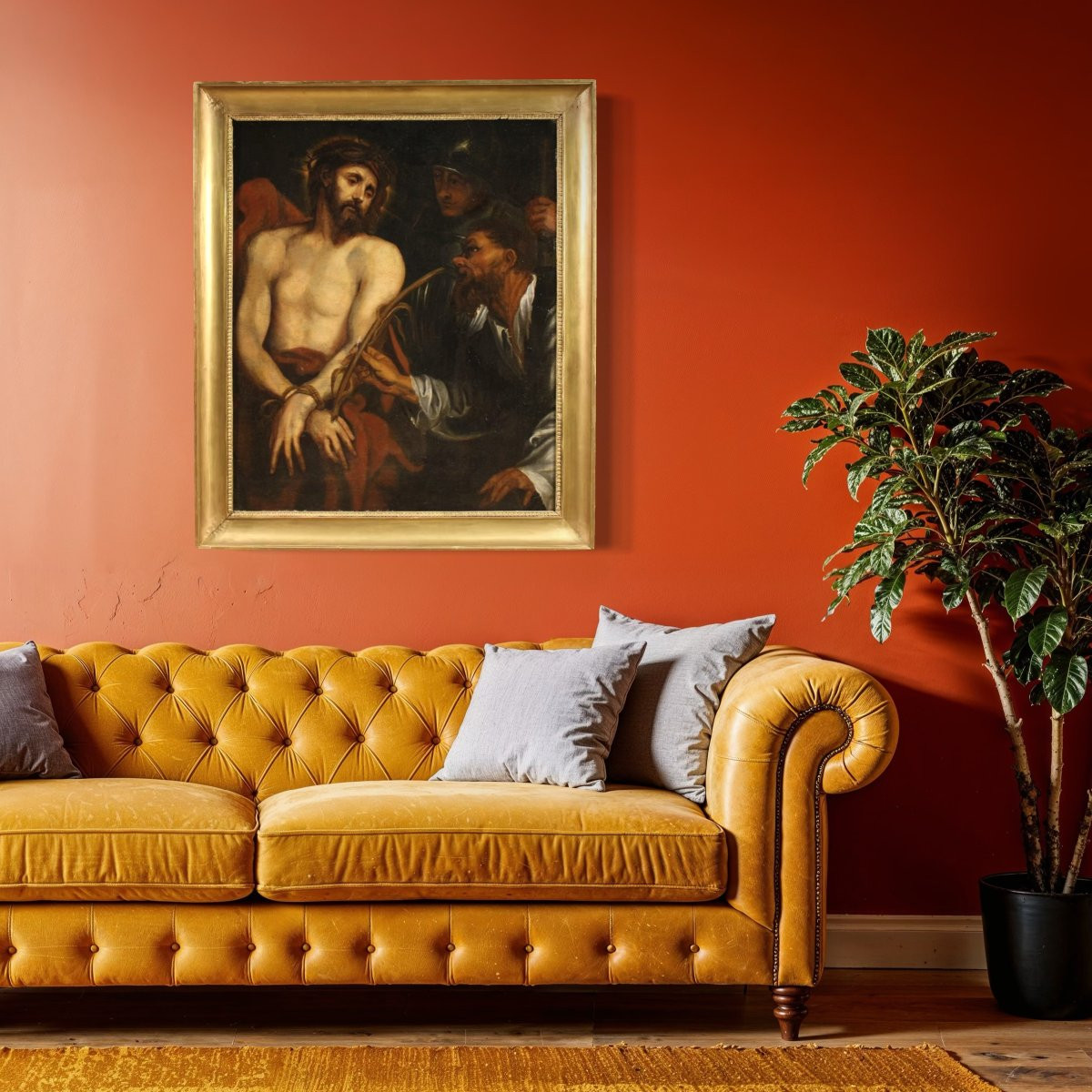 Grande dipinto fiammingo del XVII secolo, Cristo deriso-photo-4