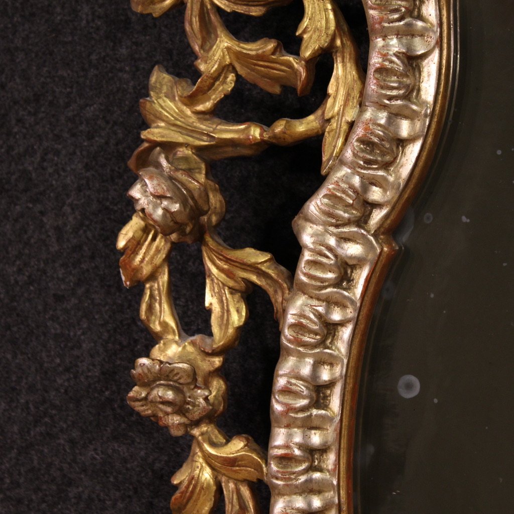 Specchiera italiana dorata in stile Luigi XV del XX secolo-photo-5
