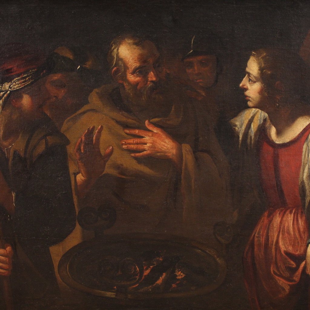 Grande quadro italiano del XVII secolo, la negazione di San Pietro-photo-2