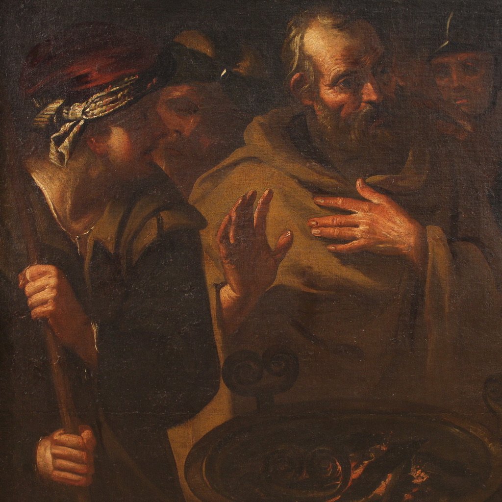 Grande quadro italiano del XVII secolo, la negazione di San Pietro-photo-4