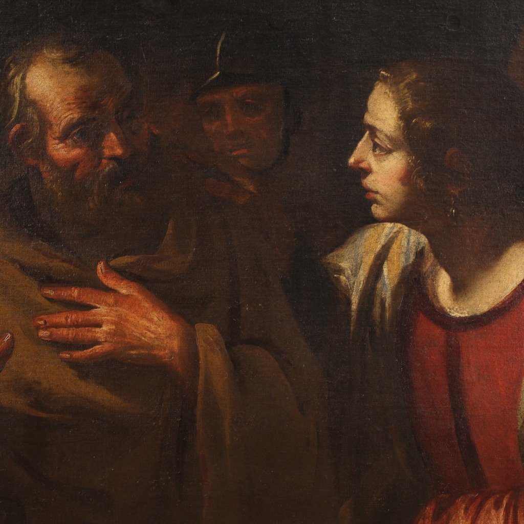 Grande quadro italiano del XVII secolo, la negazione di San Pietro-photo-2