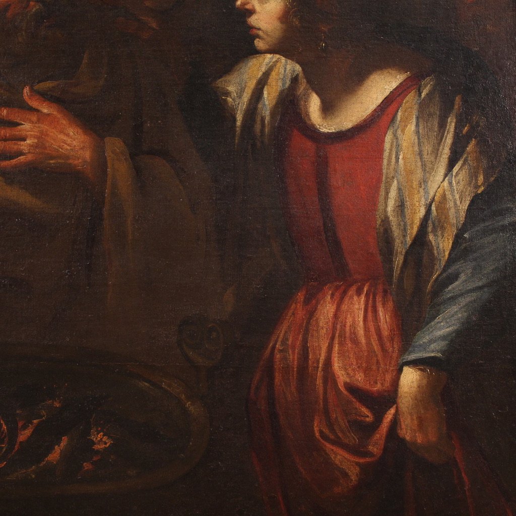 Grande quadro italiano del XVII secolo, la negazione di San Pietro-photo-3