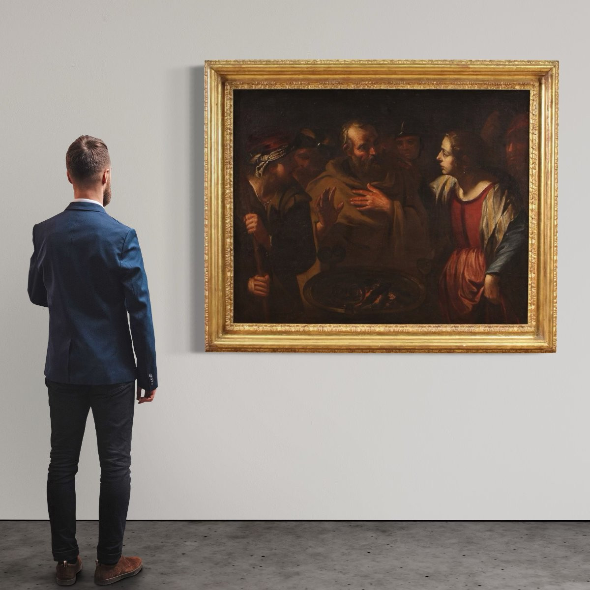 Grande quadro italiano del XVII secolo, la negazione di San Pietro-photo-6