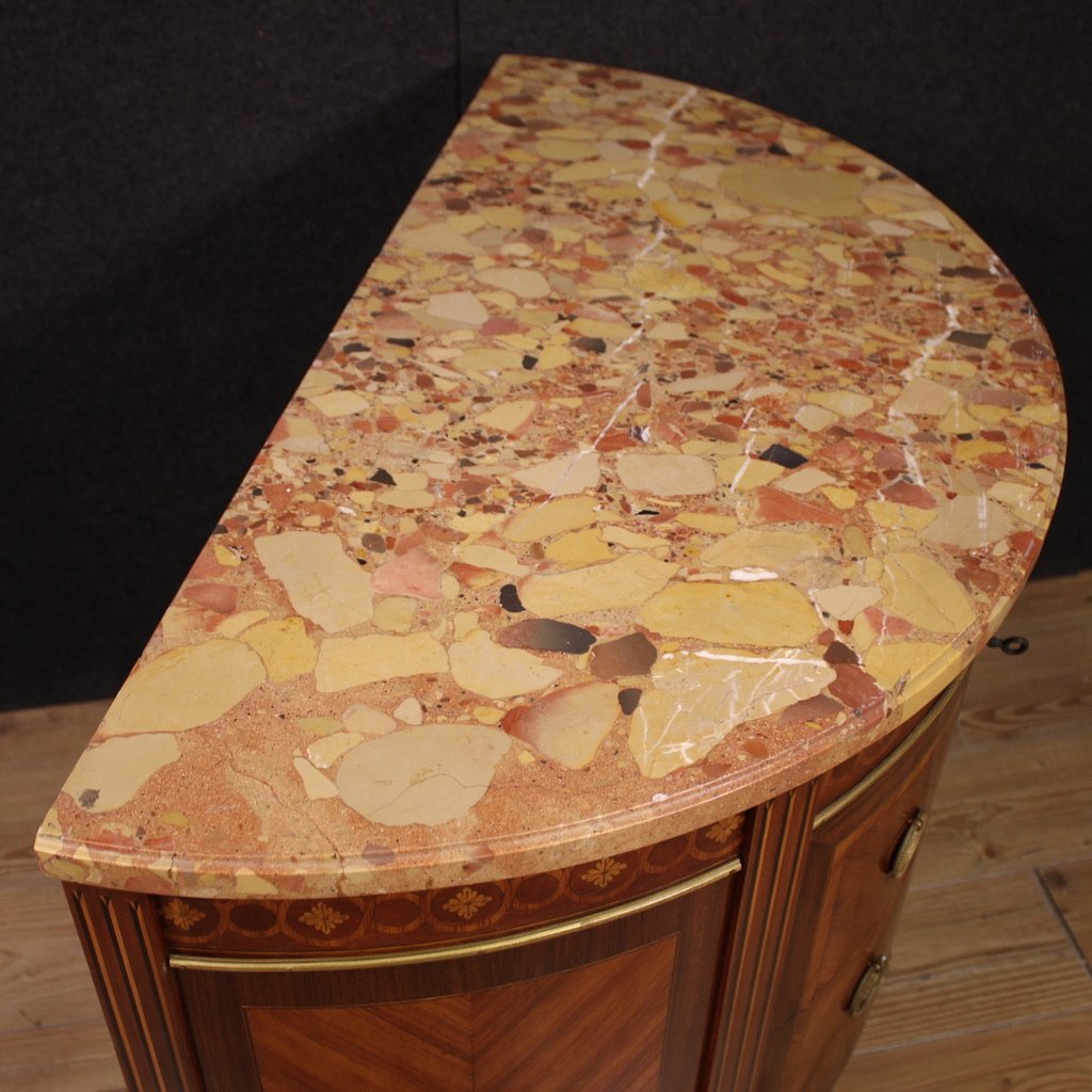 Comò francese a mezzaluna in stile Luigi XVI del XX secolo-photo-1