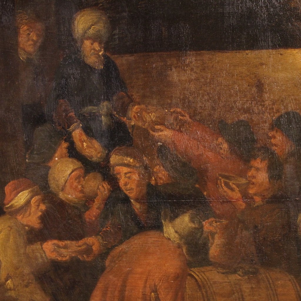 Grande dipinto fiammingo su tavola firmata Droochsloot e datata 1646-photo-2