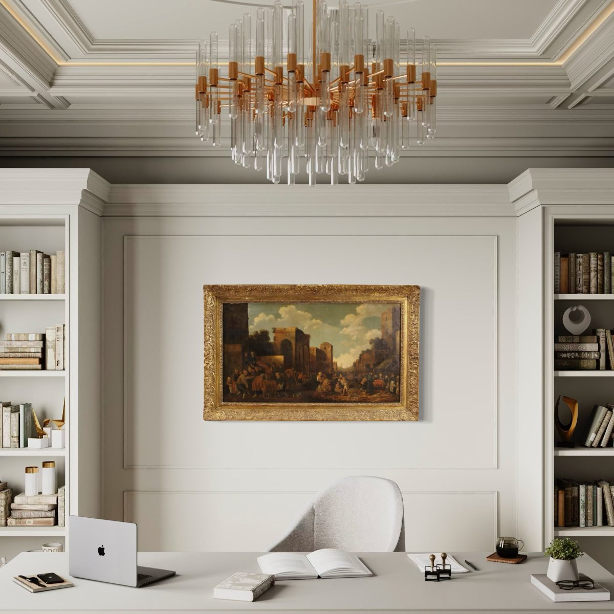 Grande dipinto fiammingo su tavola firmata Droochsloot e datata 1646-photo-3