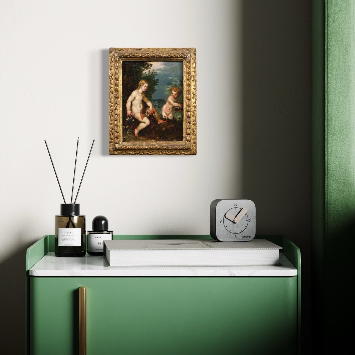 Antico dipinto fiammingo su rame del XVII secolo, scena mitologica-photo-3