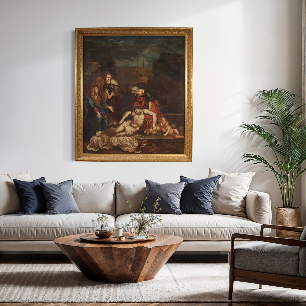 Grande dipinto italiano del XVII secolo, Compianto sul Cristo morto-photo-4