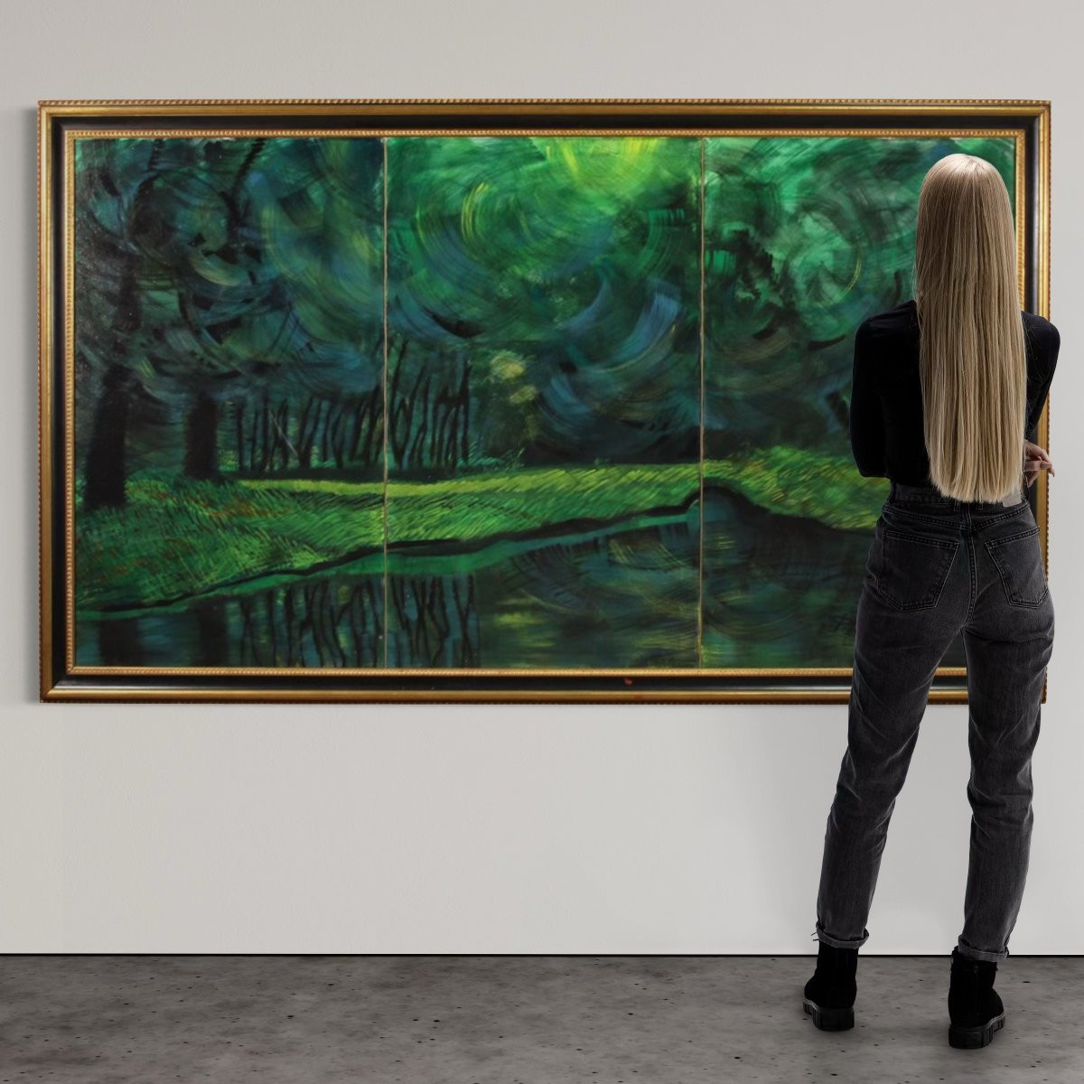 Grande dipinto italiano datato 1993-photo-2