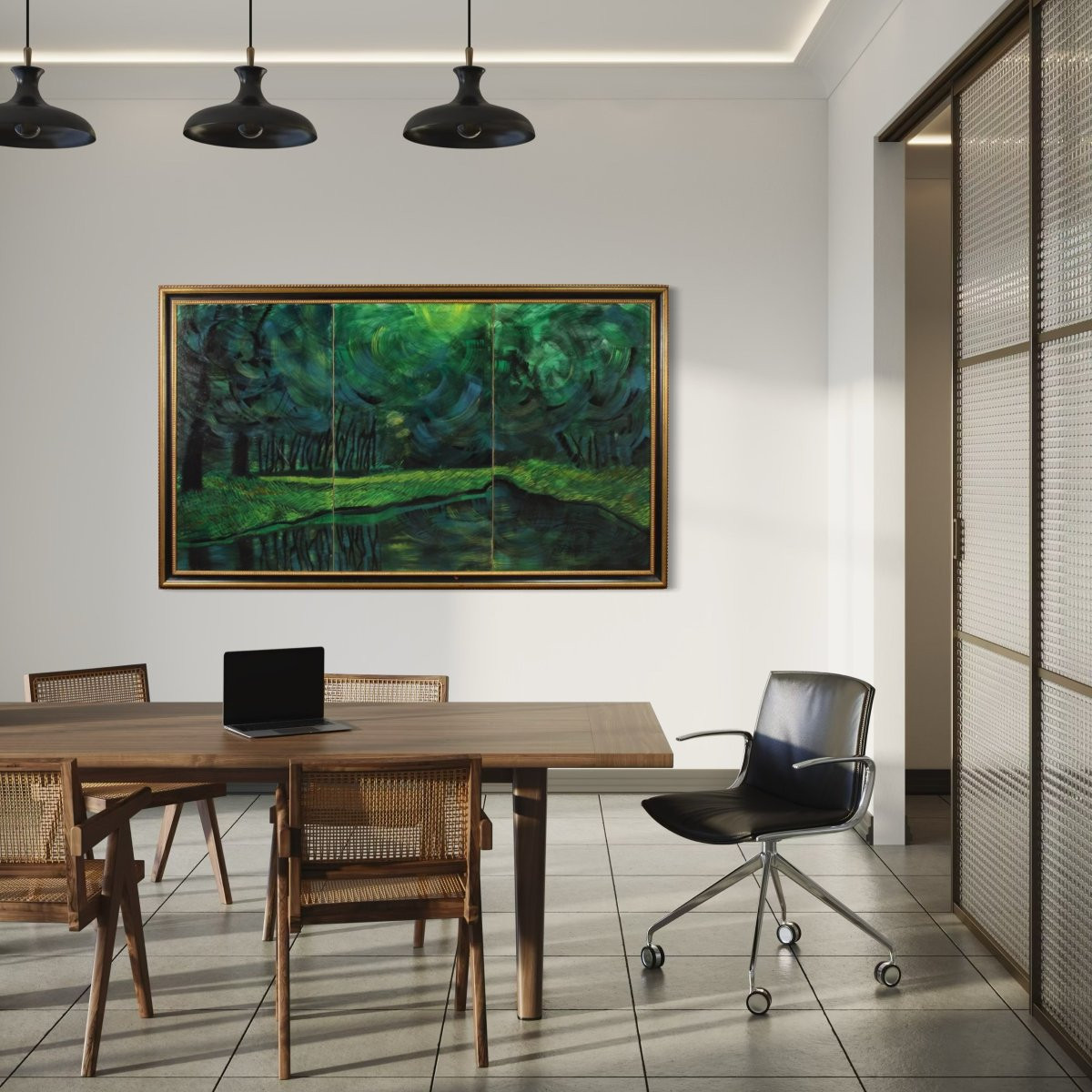 Grande dipinto italiano datato 1993-photo-3