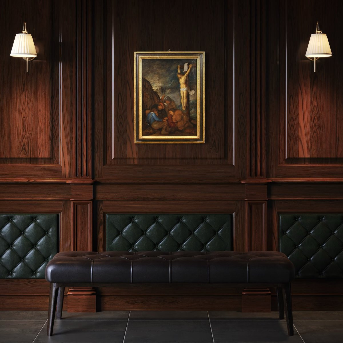 Antica tavola fiamminga del XVII secolo, crocifissione con i soldati -photo-4