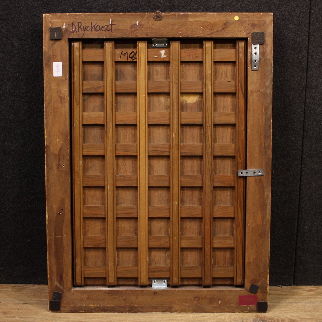 Antica tavola fiamminga del XVII secolo, crocifissione con i soldati -photo-4