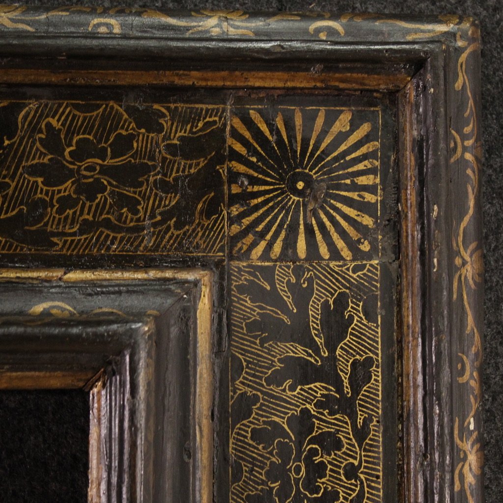 Grande cornice toscana laccata e dorata del XX secolo-photo-4