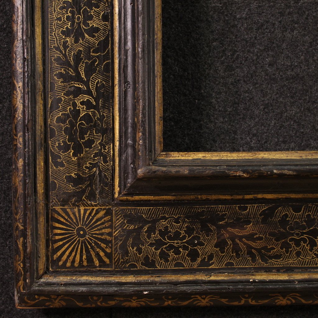 Grande cornice toscana laccata e dorata del XX secolo-photo-6