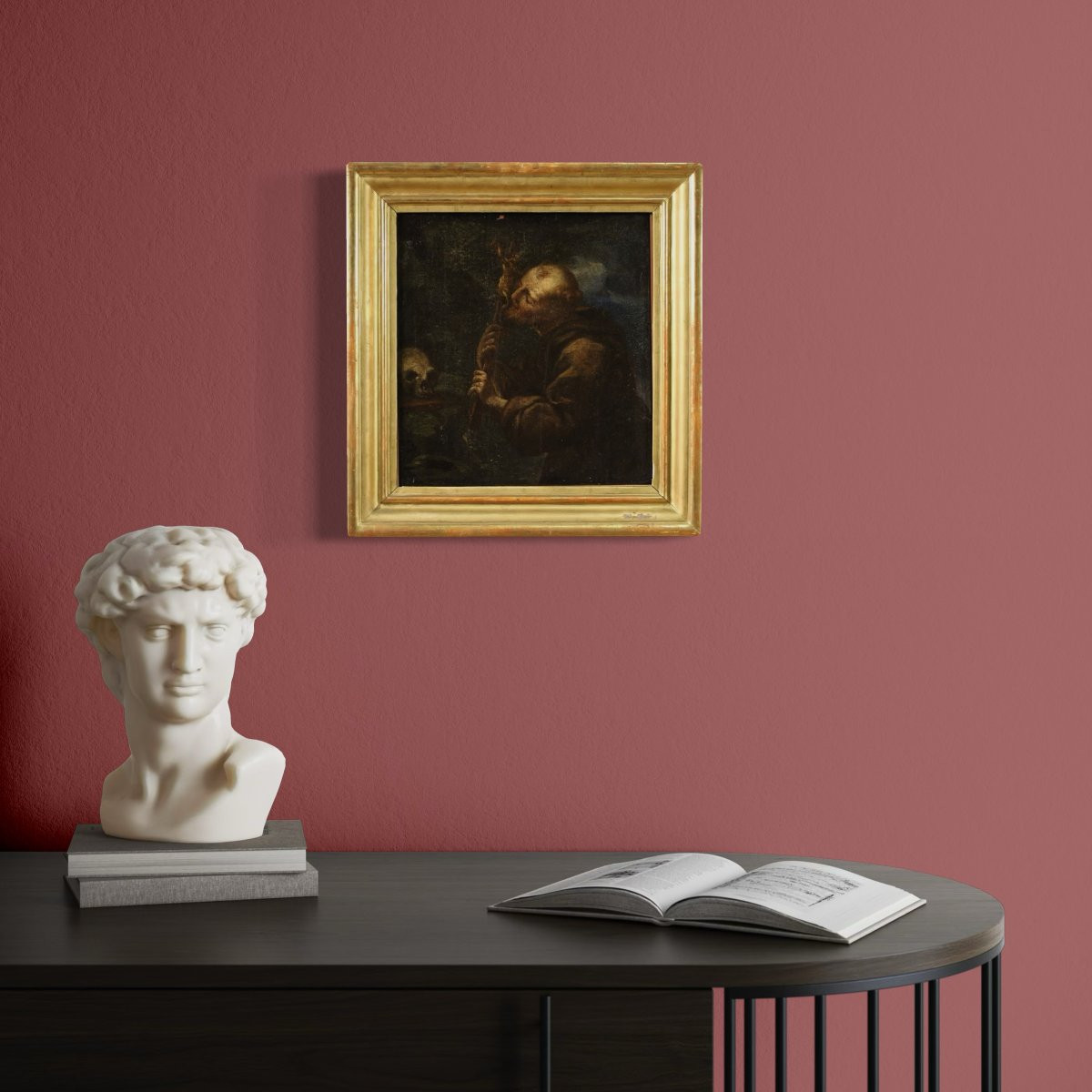 Antico dipinto spagnolo San Francesco del XVII secolo-photo-2