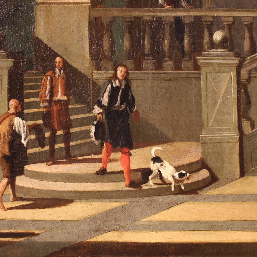 Grande quadro italiano, capriccio architettonico del XVII secolo-photo-7