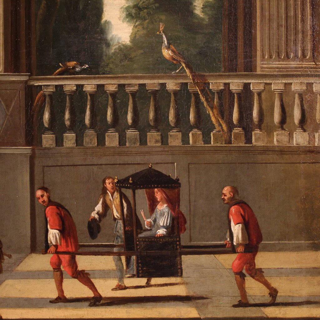 Grande quadro italiano, capriccio architettonico del XVII secolo-photo-8