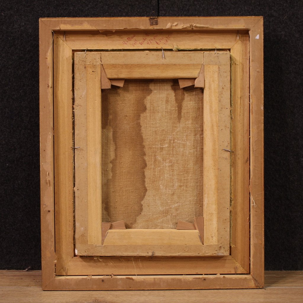 Antico dipinto italiano Cristo con angeli del XVII secolo-photo-6