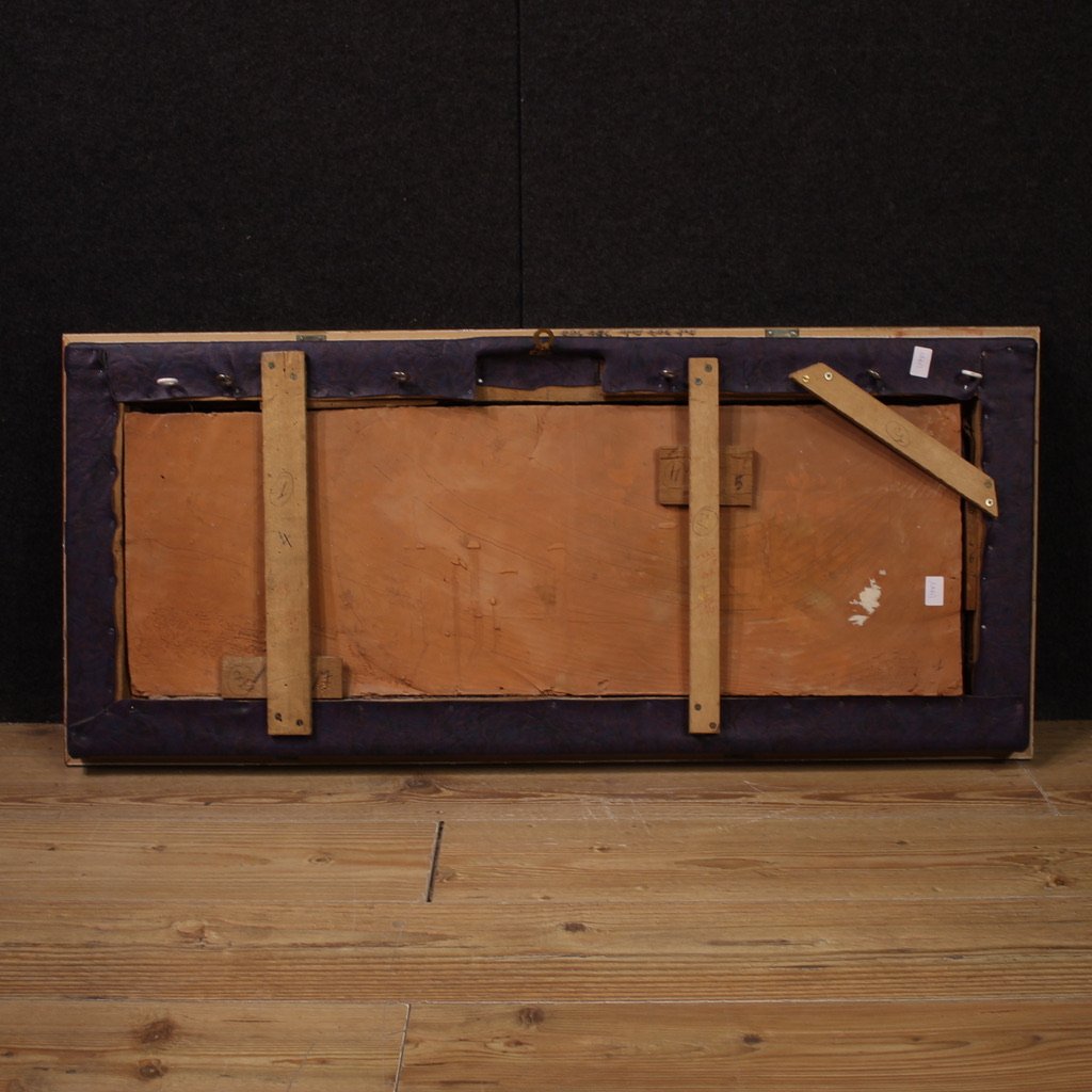 Bassorilievo francese in terracotta, Venere con Fauno del XX secolo-photo-6