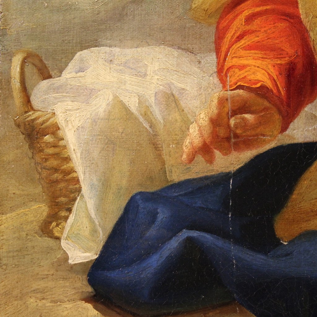 Antico quadro italiano del XVIII secolo, San Giuseppe e Maria Vergine-photo-8