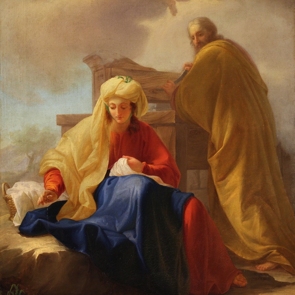 Antico quadro italiano del XVIII secolo, San Giuseppe e Maria Vergine