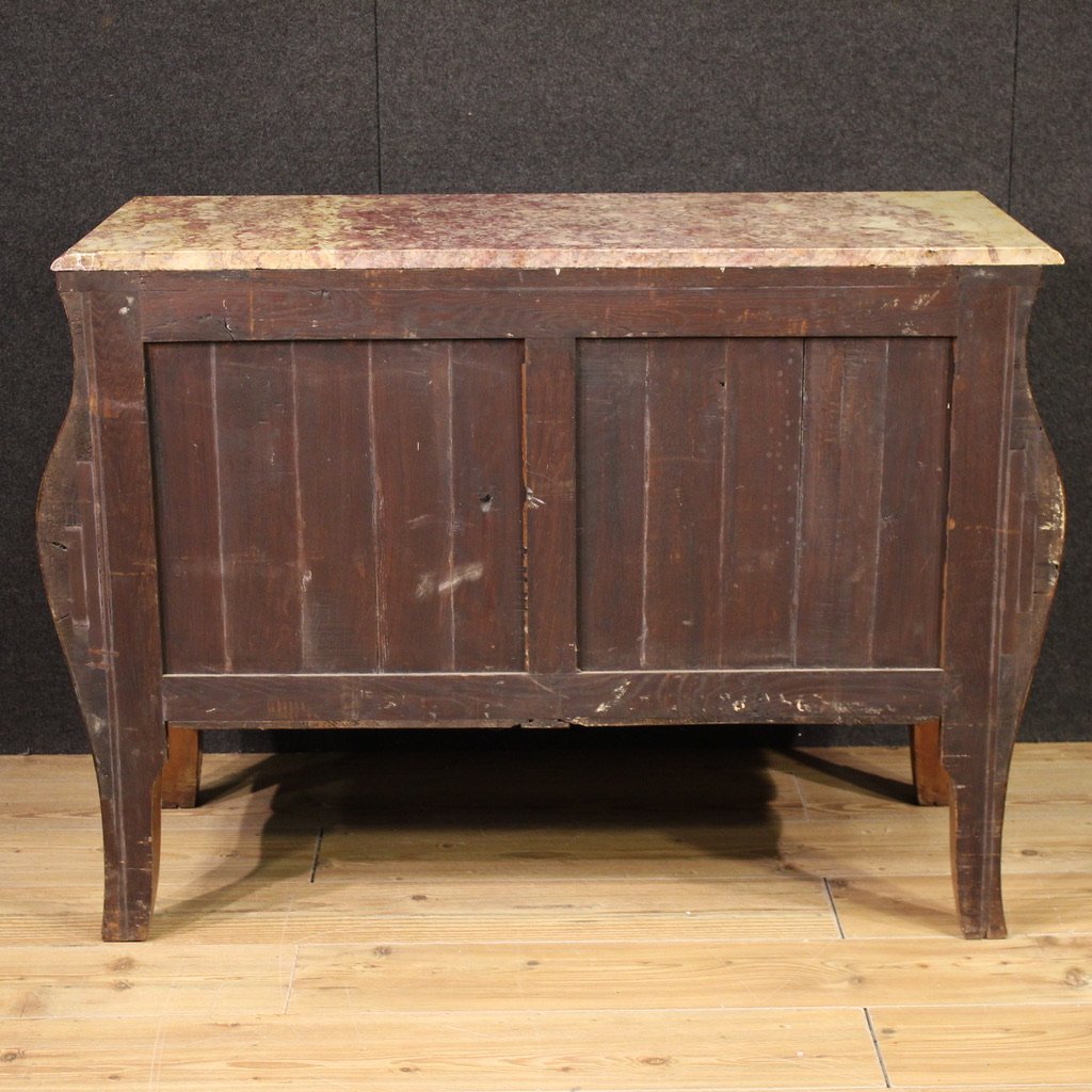 Cassettone francese intarsiato in stile Luigi XV del XX secolo-photo-6