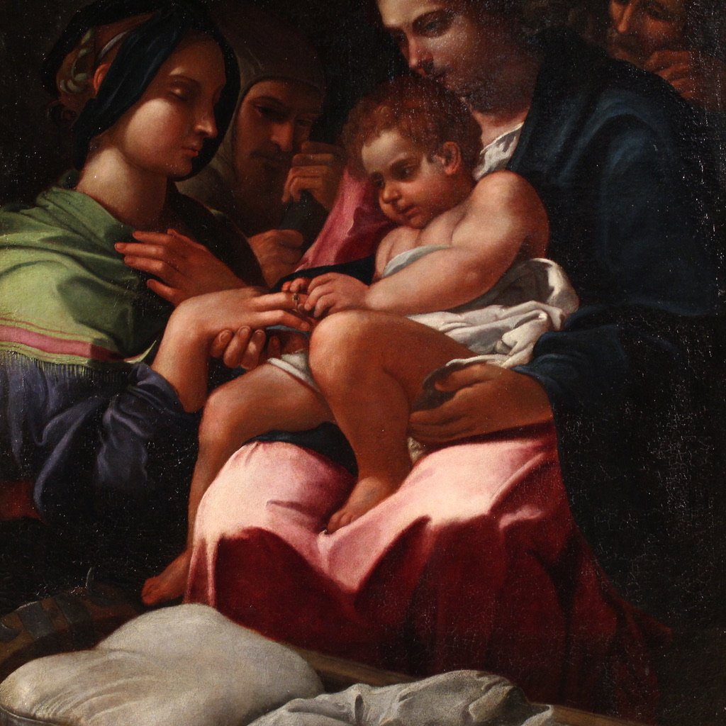 Antico dipinto italiano del XVII secolo, matrimonio mistico di Santa Caterina d'Alessandria-photo-4