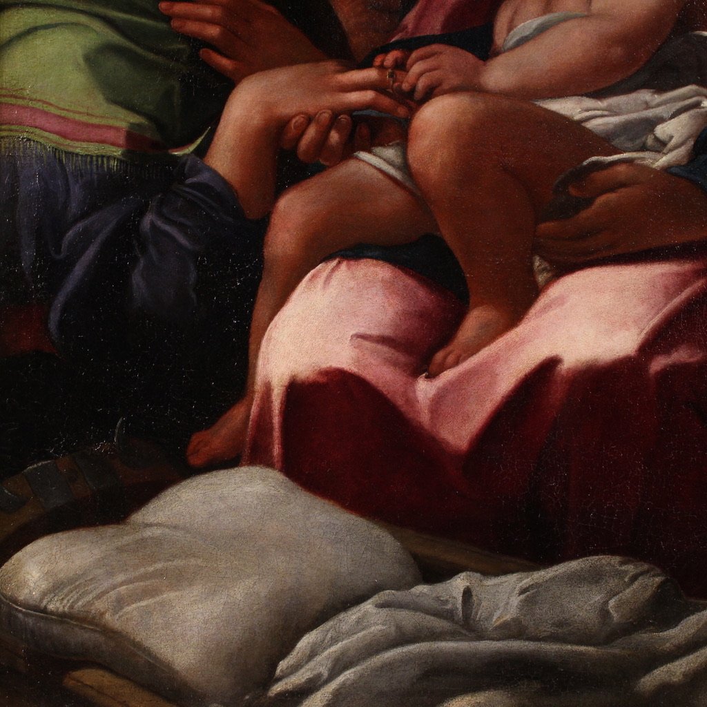 Antico dipinto italiano del XVII secolo, matrimonio mistico di Santa Caterina d'Alessandria-photo-7