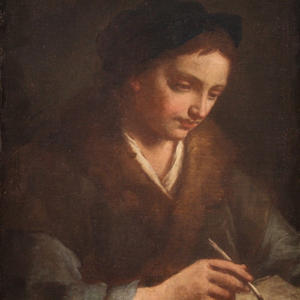 Antico dipinto italiano ritratto del XVII secolo-photo-4