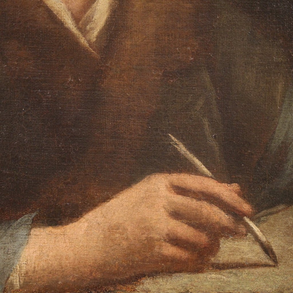 Antico dipinto italiano ritratto del XVII secolo-photo-6