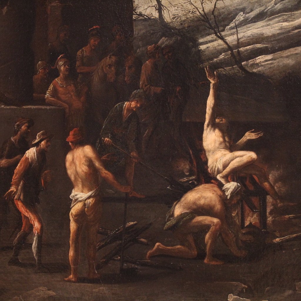 Grande dipinto religioso del XVII secolo, Martirio di San Lorenzo-photo-2