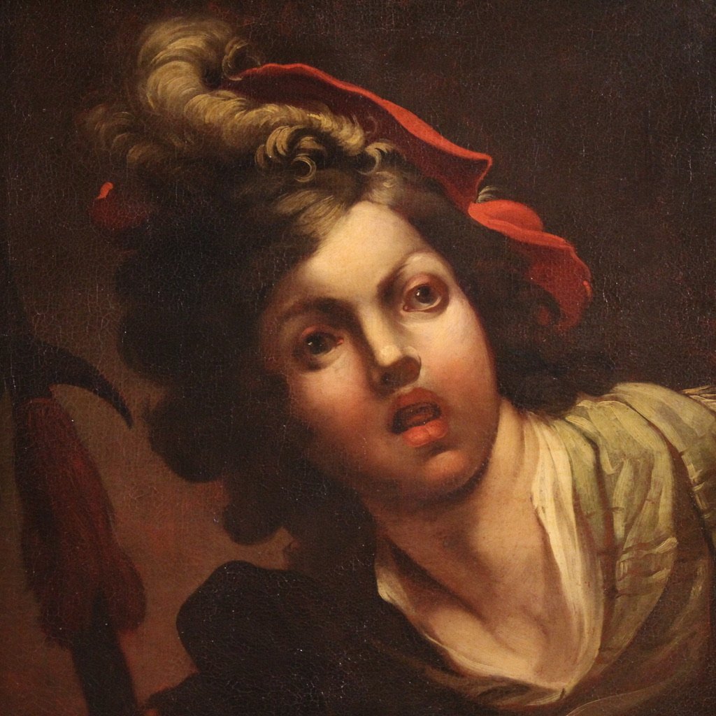 Antico quadro francese del XVIII secolo, ritratto di soldato-photo-2