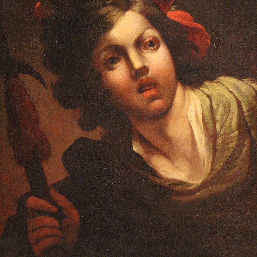 Antico quadro francese del XVIII secolo, ritratto di soldato-photo-4