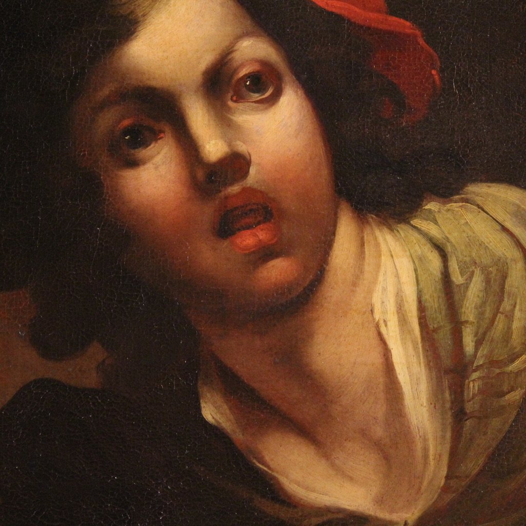 Antico quadro francese del XVIII secolo, ritratto di soldato-photo-1