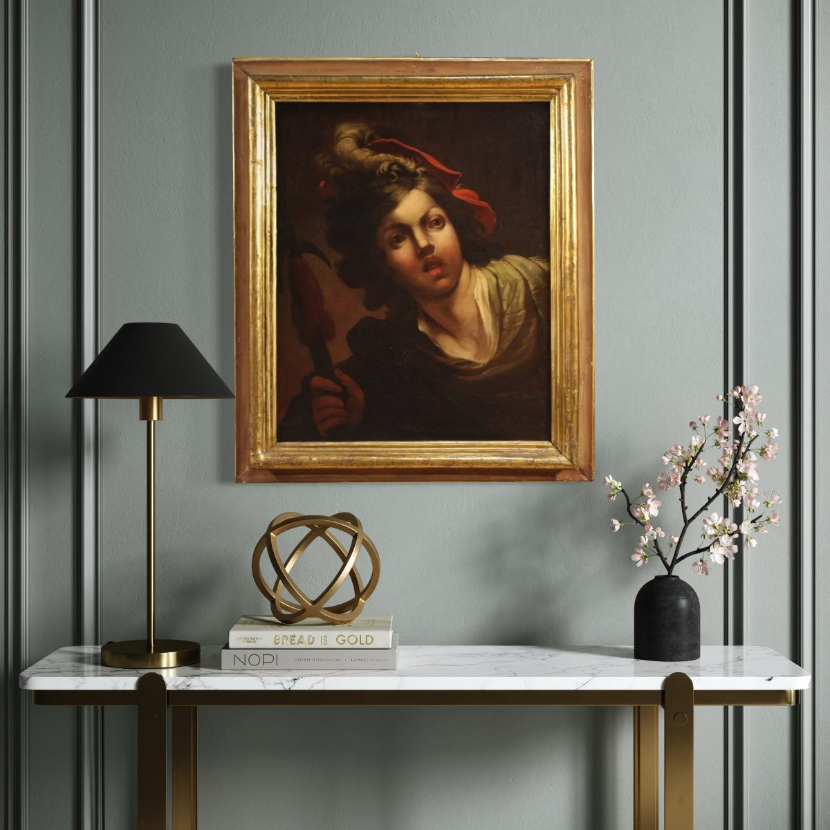 Antico quadro francese del XVIII secolo, ritratto di soldato-photo-2