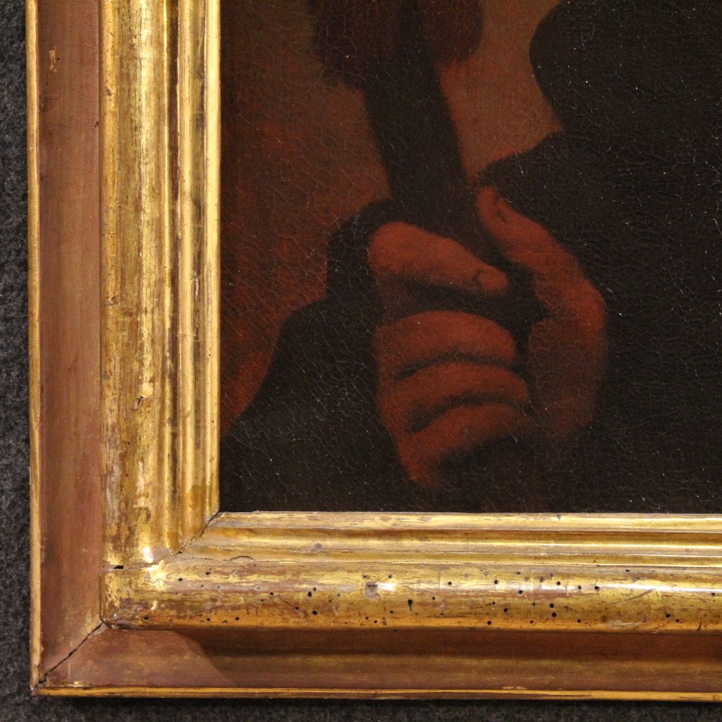 Antico quadro francese del XVIII secolo, ritratto di soldato-photo-3