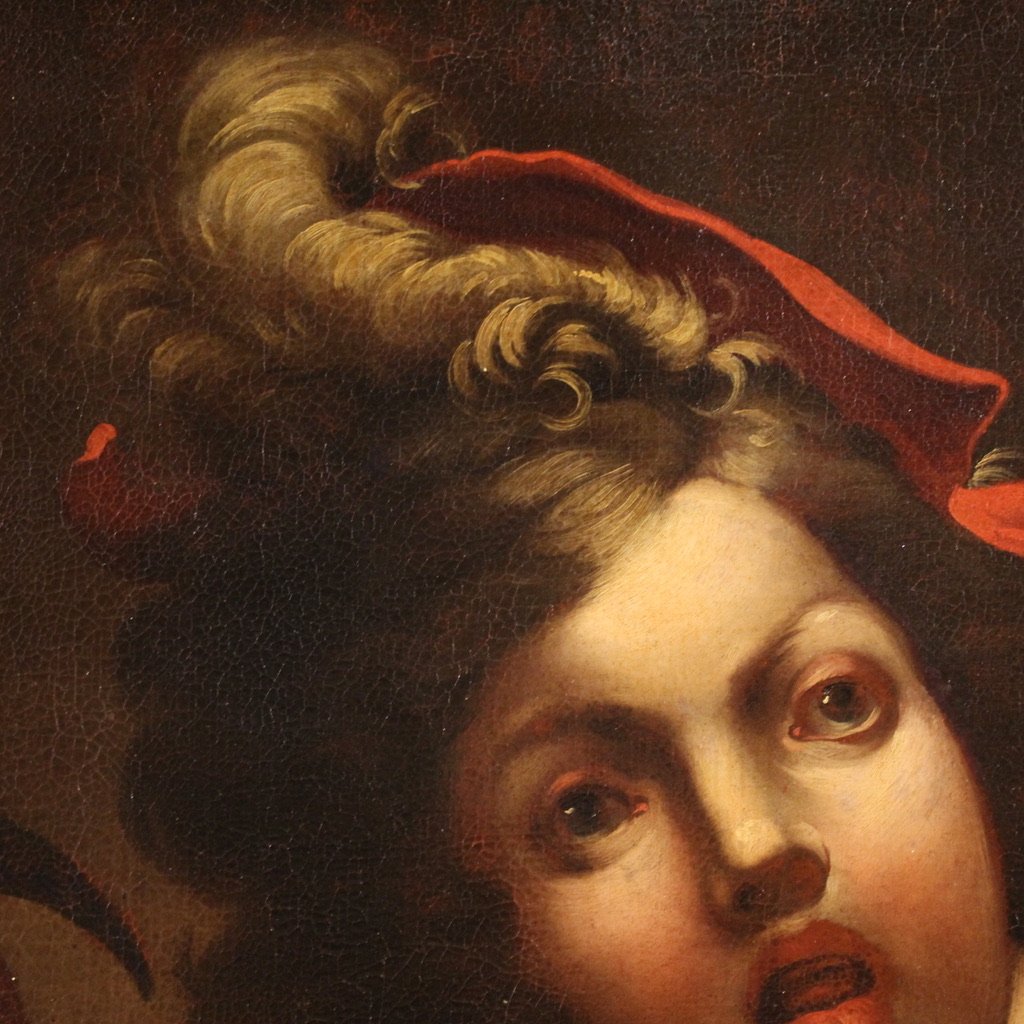 Antico quadro francese del XVIII secolo, ritratto di soldato-photo-5