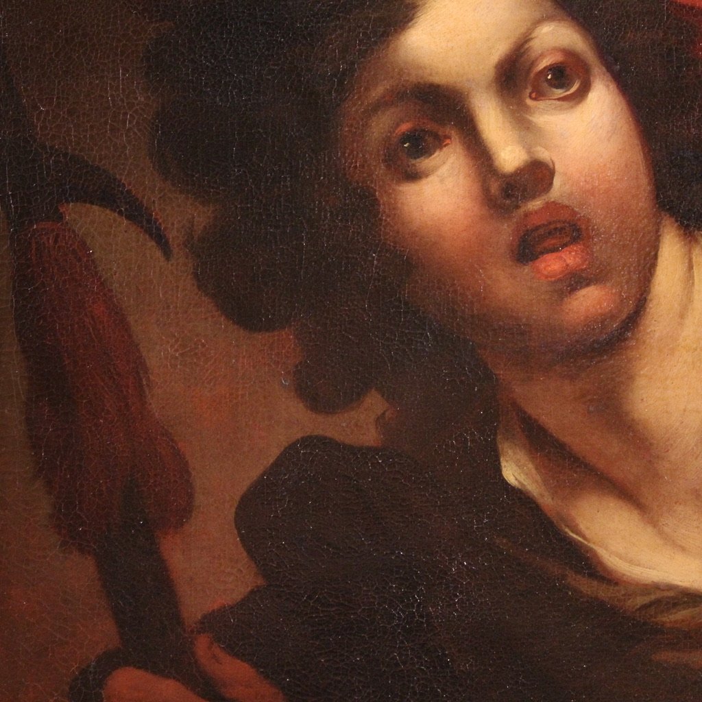 Antico quadro francese del XVIII secolo, ritratto di soldato-photo-8