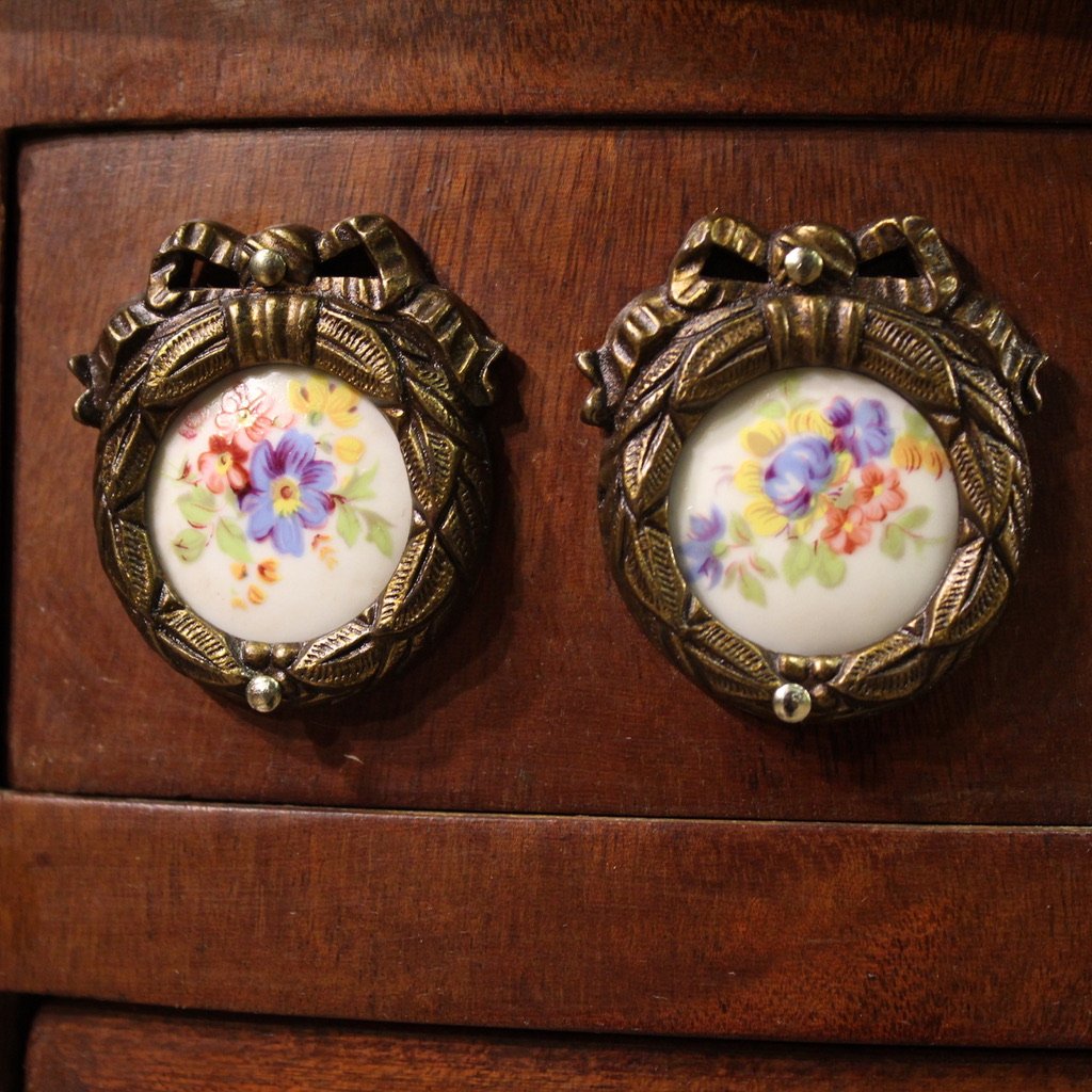 Coppia di comodini francesi intarsiati del XX secolo-photo-4