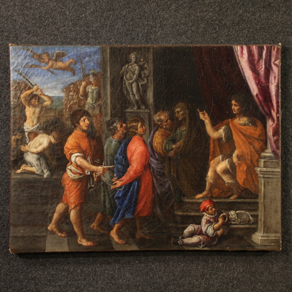 Antico quadro italiano del XVII secolo, il martirio dei quattro Santi coronati